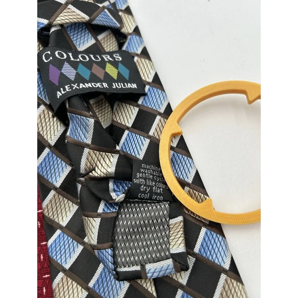 Alexander Julian Colours Blue Geometric &‎ Red Hot Necktie Lot of 2